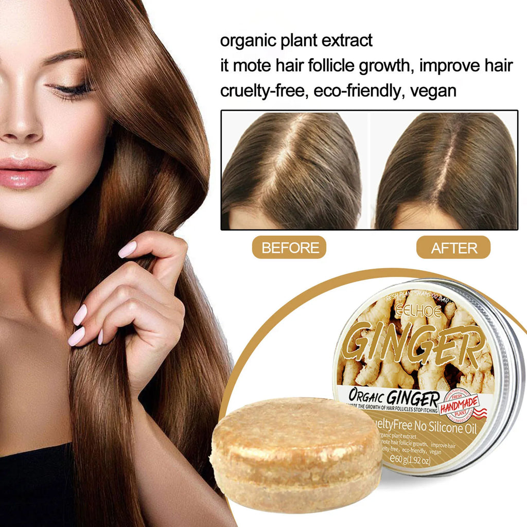 Ginger Shampoo Soap Ginger Hair Regrowth Shampoo Bar Anti-Hair Loss Natural Ginger Shampoo Soap For All Hair Types Oasis Select