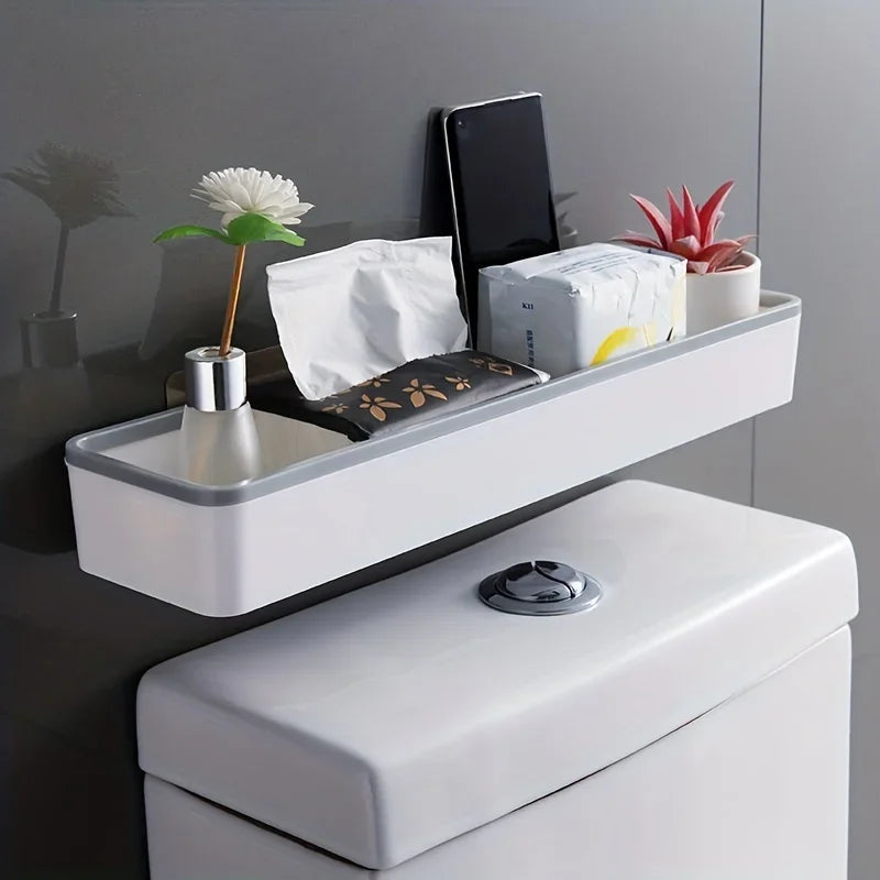 Toilet Bathroom Storage Cabinet Rack Wall Hanging Hole Free Multifunctional Artifact Above Toilet Rack White Shelf Organizer Oasis Select