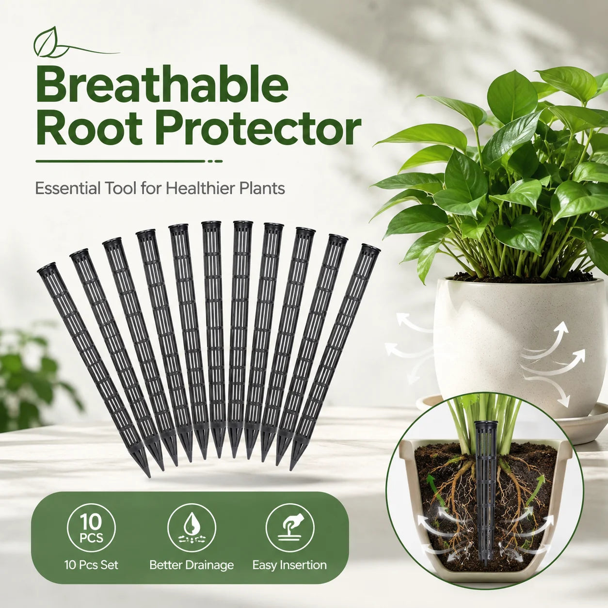 10Pcs Plant Aeration Tubes for Pots Root Rot Prevention Prevent Overwatering for Healthy Roots Wet-dry Cycle gardening Tools Oasis Select