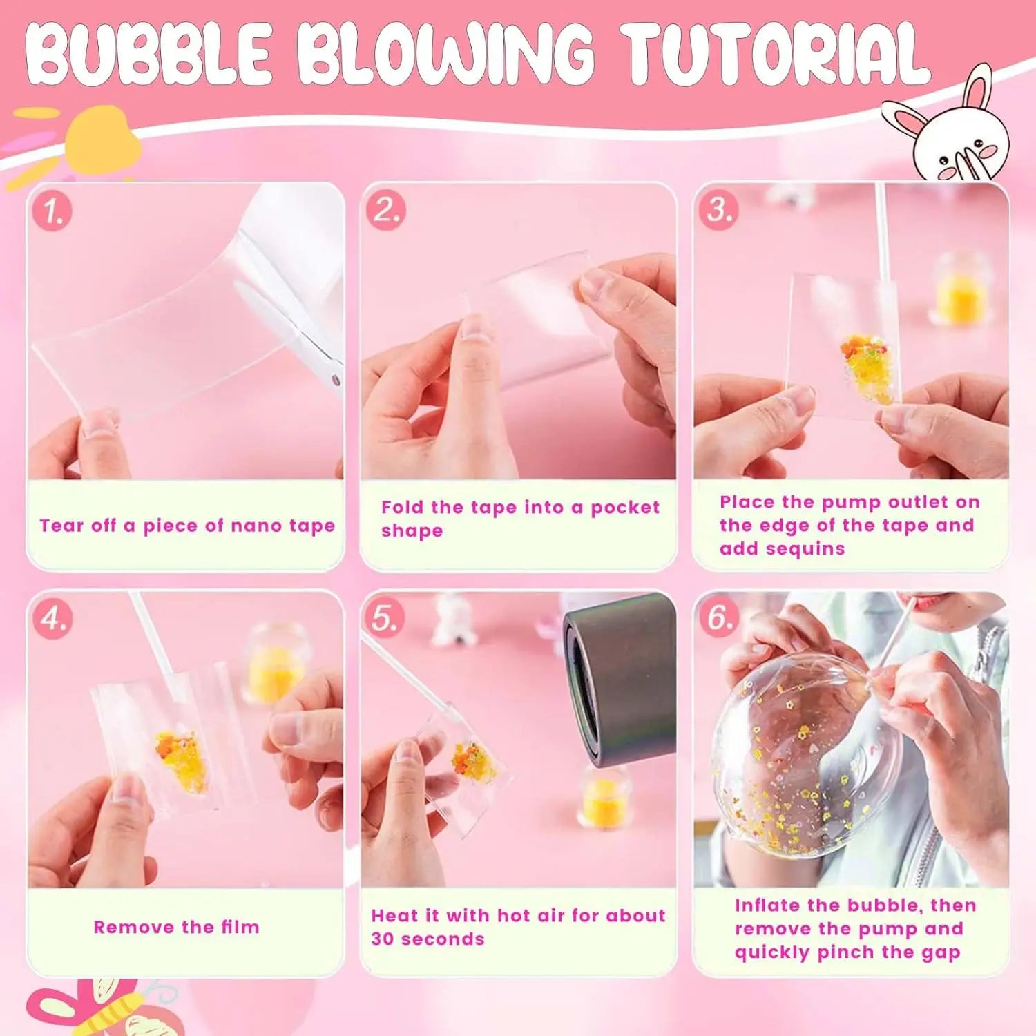 Glitter Nano Glue Set Bubble Blowing Slime Kit Putty Stretchy for Stress Relief DIY Bubble Hole Adhesive Fidget for Kids Oasis Select