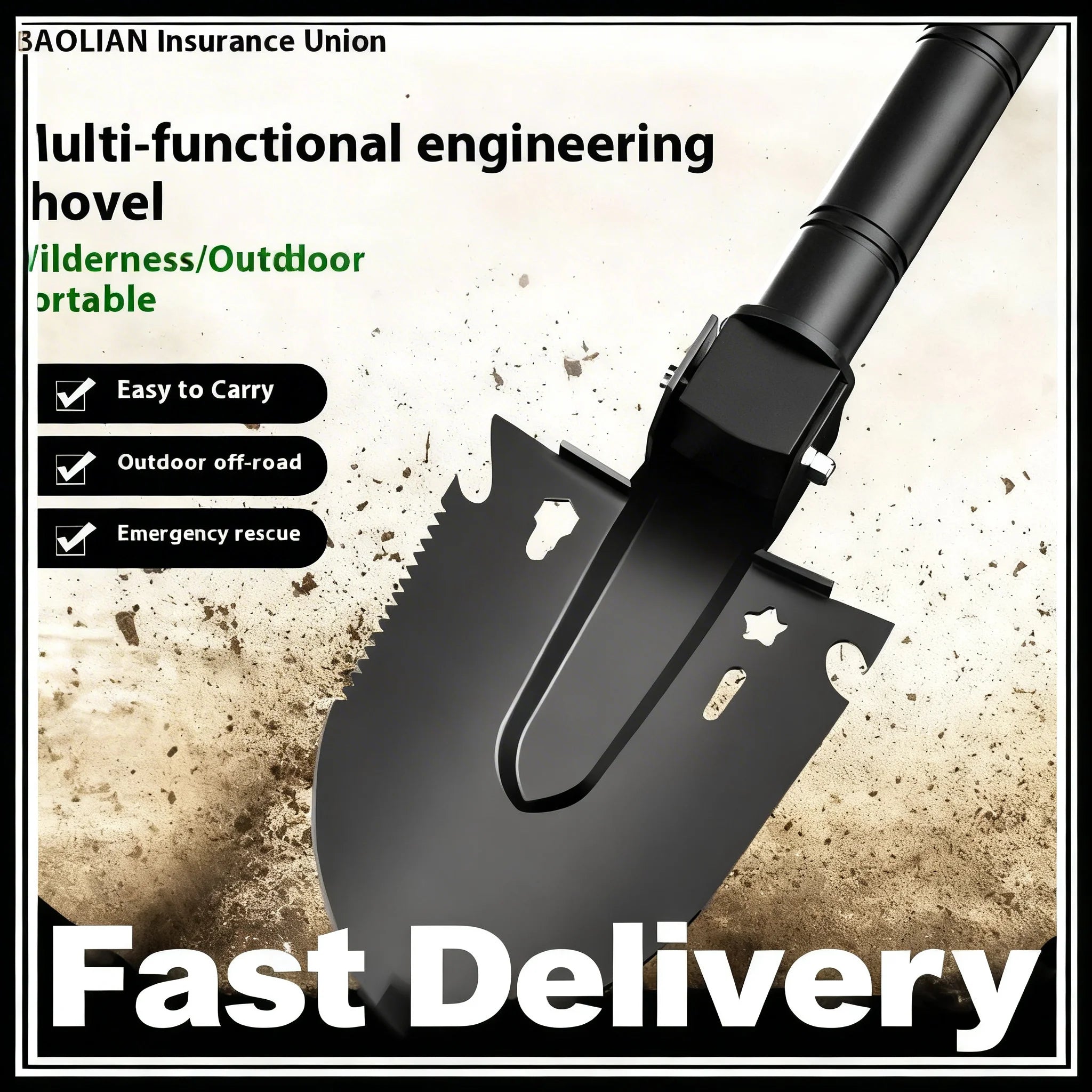 KITPIPI Folding Camping Shovel – Portable Survival Tool