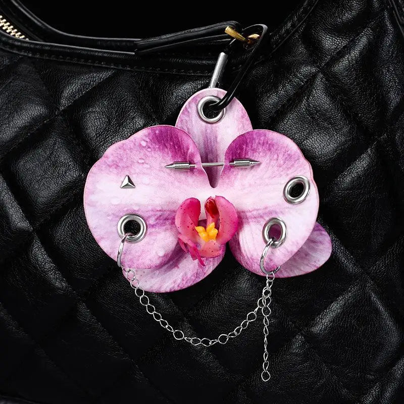 Exquisite Simulation Phalaenopsis Keychain Backpack Decoration Gifts Creative Hand-punched Puncture Simulation Flower Keyring Oasis Select A6