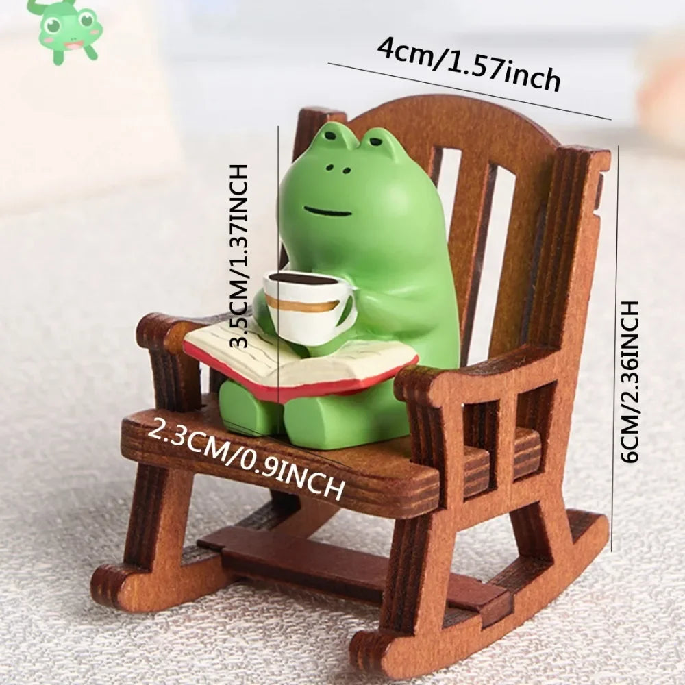 Frog Rocker Chair Cute Japanese Healing Small Decoration Office Desktop Decoration Car Center Control Decoration Oasis Select