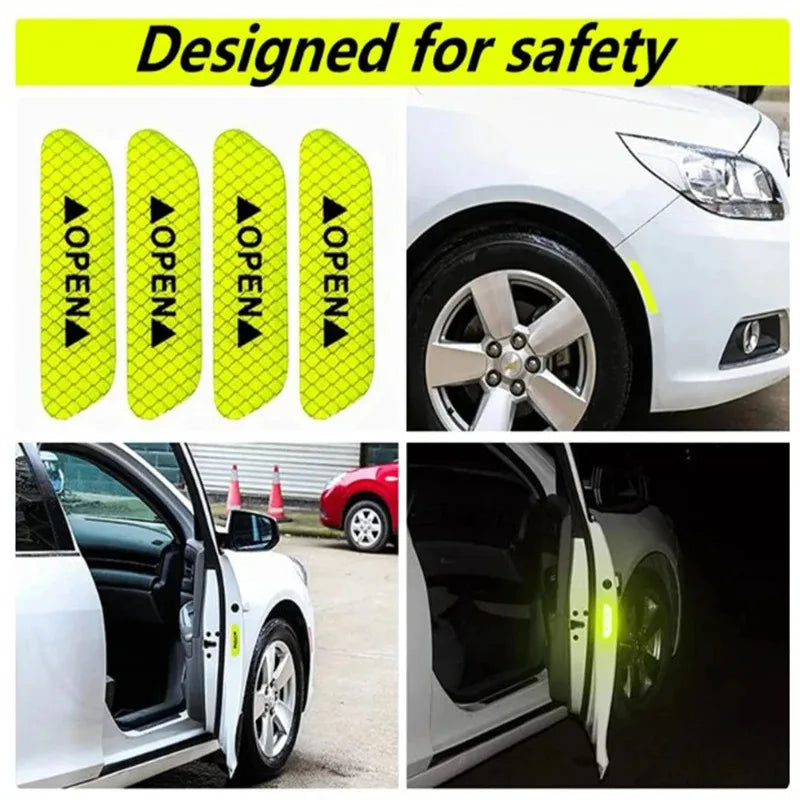 4/8/12/16pcs Reflective Car Door Sticker Safety Opening Warning Reflector Tape Decal Car Accessorie Interior Reflector Sticker Oasis Select