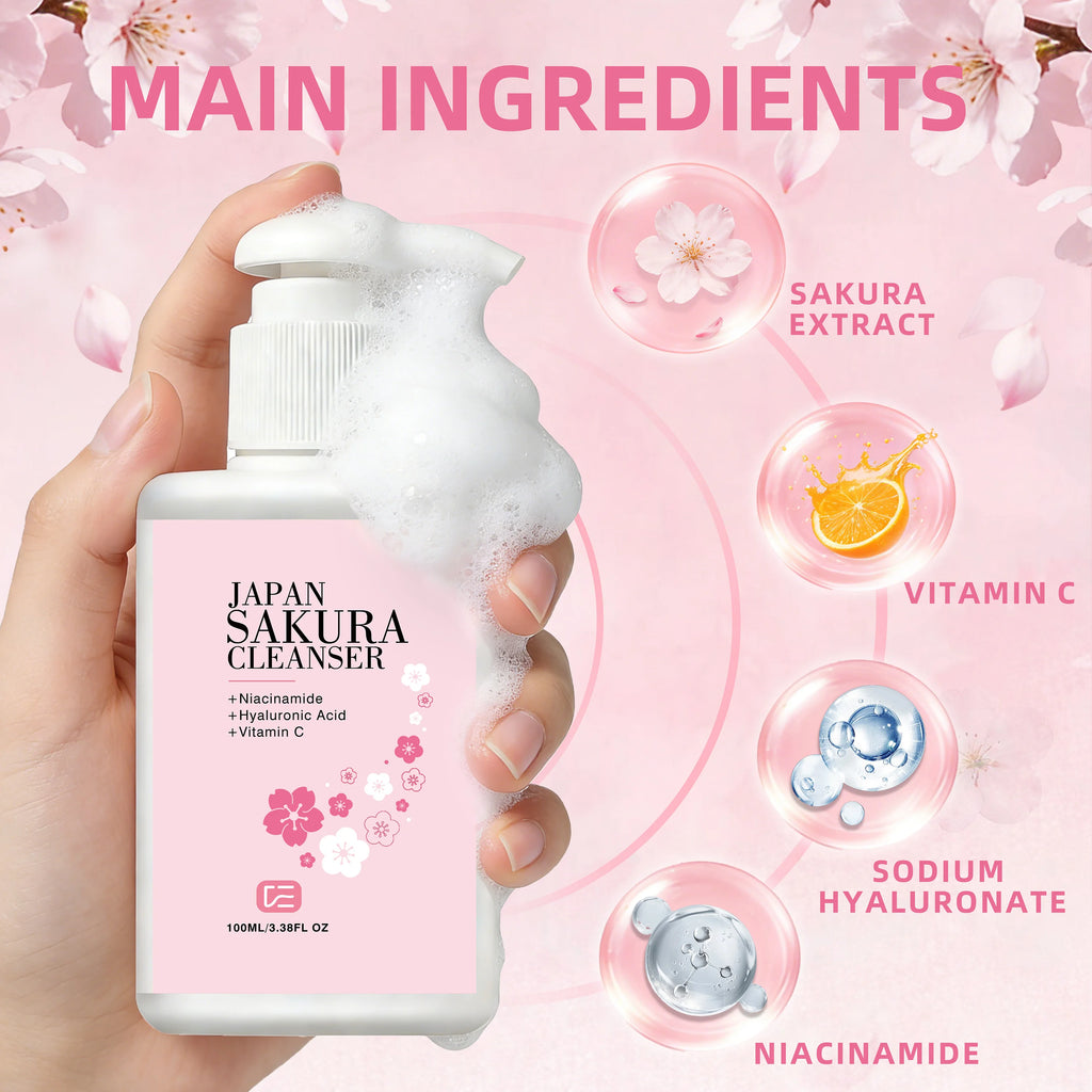 veérenae Japan Sakura Facial Cleanser 2pc – All Skin Types Facial Cleanser Oasis Select