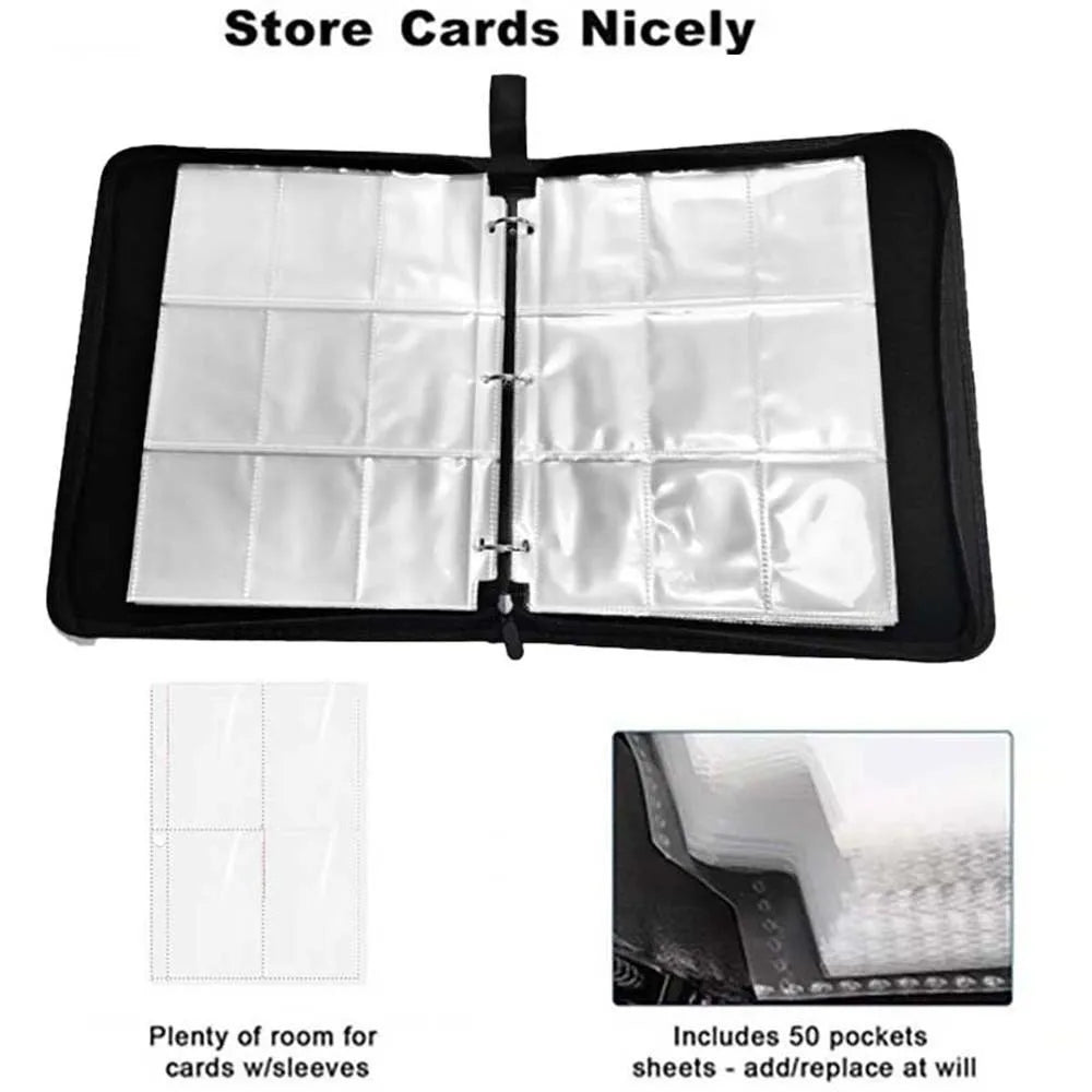 4 Grids/9Grids Cards Album 50 Pages Zipper Binder Cards Holder Collectors Album Folder Game Card Collection Pack for Stamps Book Oasis Select