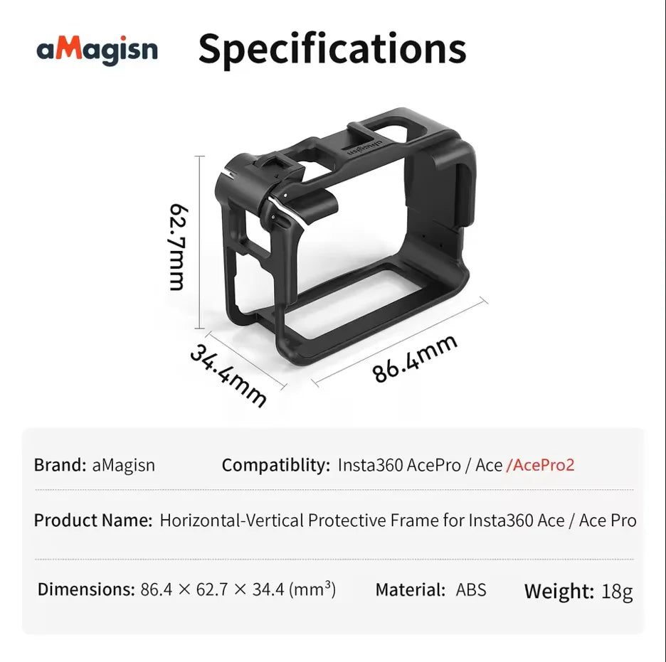 aMagisn Plastic Cage for Insta360 Ace Pro 2 / Ace Pro / Ace