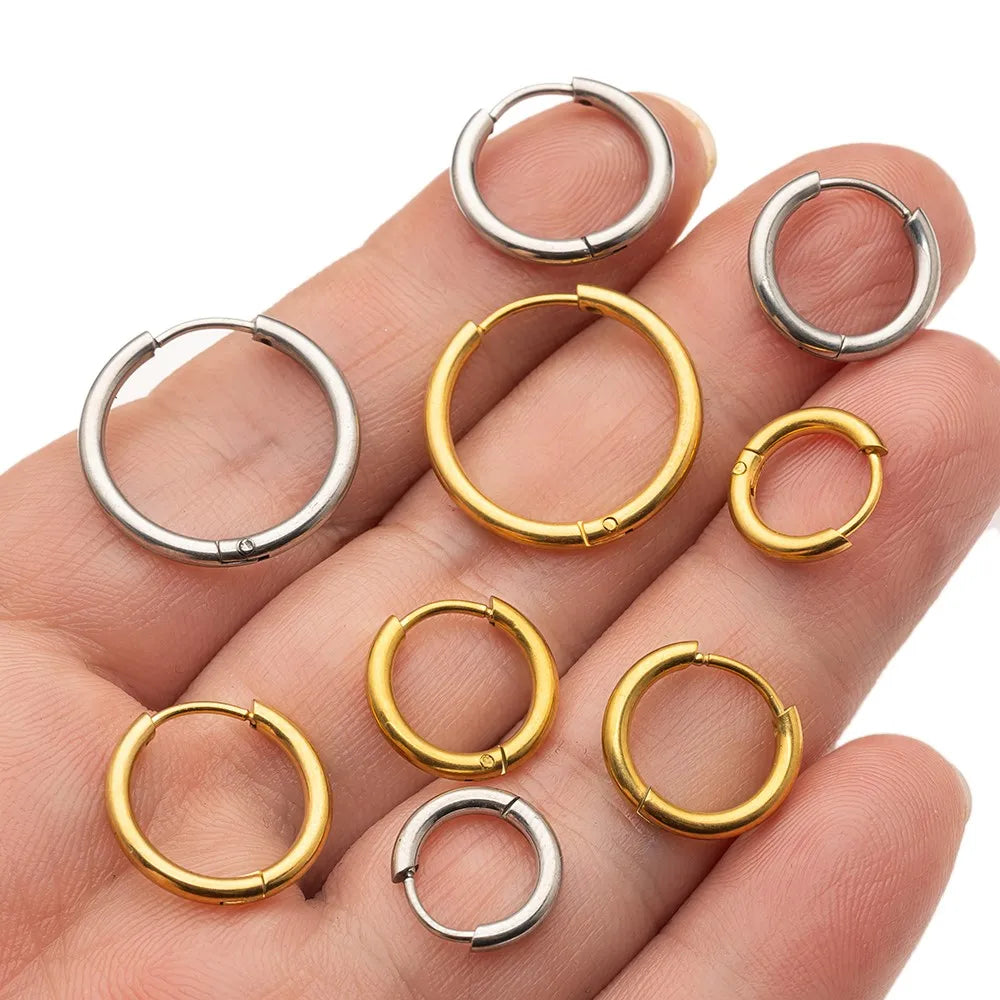 10pcs Stainless Steel Huggie Hoop Earrings Small Hypoallergenic For DIY Women Simple Cartilage Stud Earrings Jewelry Making Oasis Select