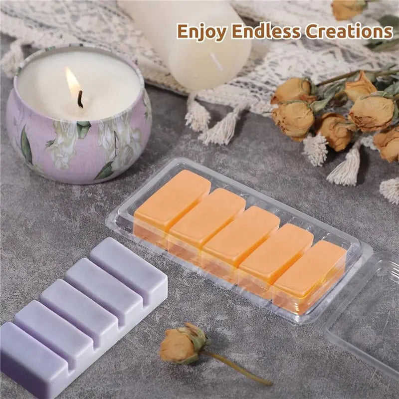 LIKE WISH 100 Pcs Wax Melt Containers, 5-Cavity Wax Melt Clamshell Molds,Clear Empty Plastic Wax Melt Mold For DIY Candles Makin Oasis Select