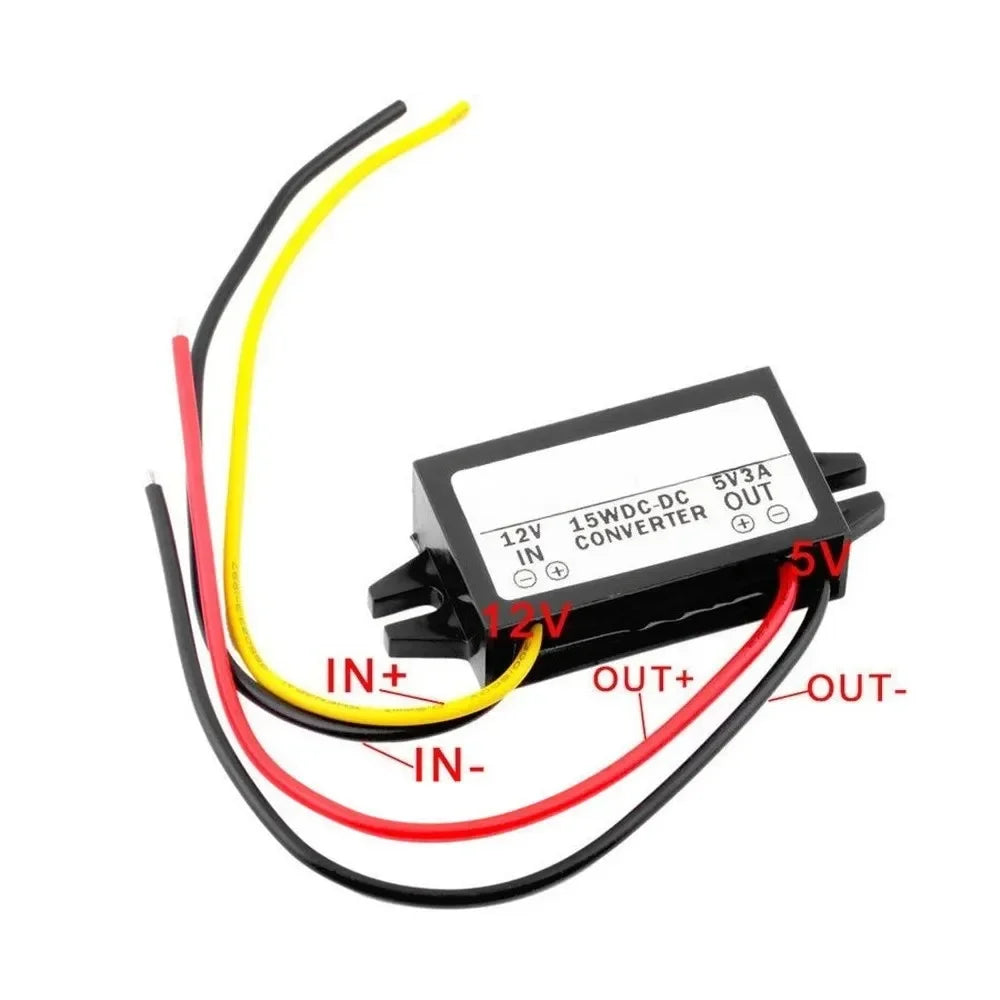 Car Power Step Down Buck Converter Power Supply Male Female Micro USB Adapter Auto Protection DC-DC 12V to 5V 3A 15W Oasis Select