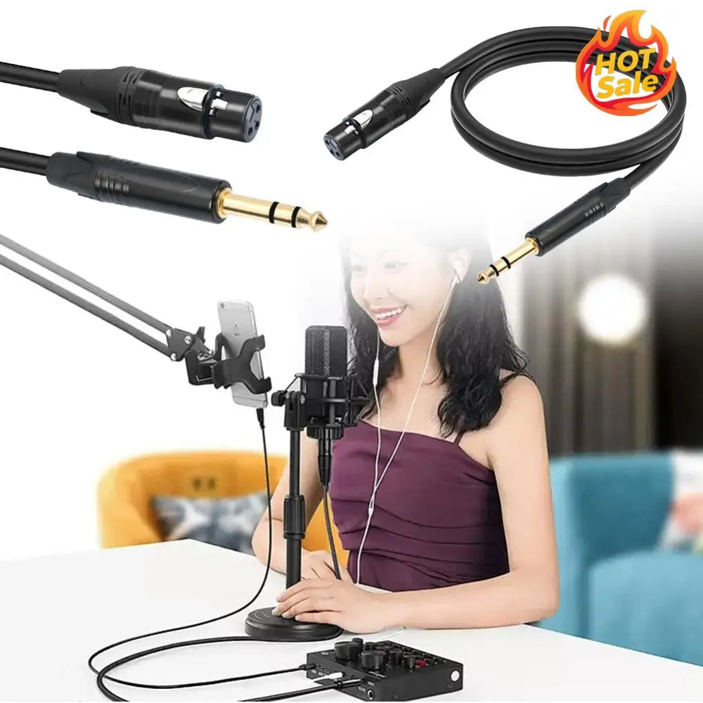 6.35mm 1/4inch TRS Male To XLR Female Audio Cable 1/2M 6.5 Mm 1/4 Inch To XLR Balanced Speaker Mic Cable for Microphone Mixer Oasis Select