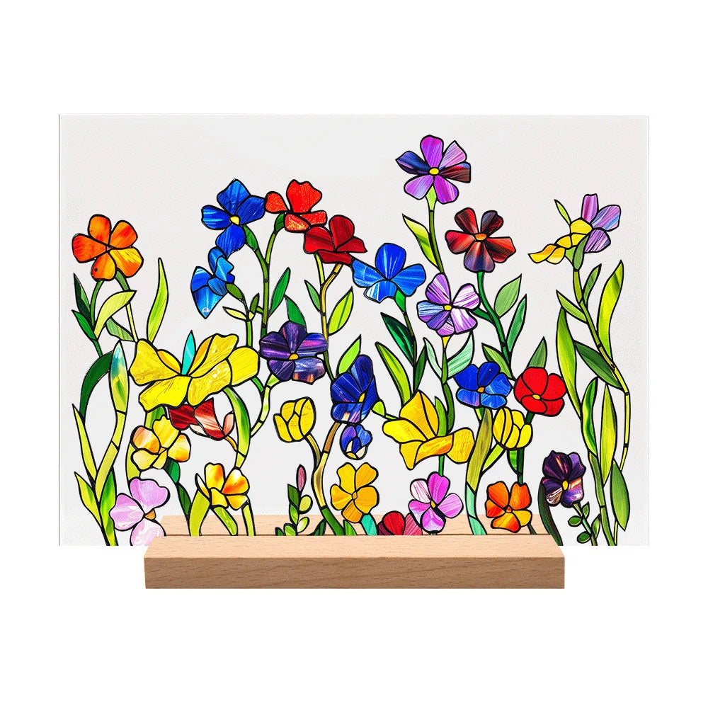 Acrylic Flower Pattern Table Room Desk Imitation Glass Texture Acrylic Desktop Decoration Holiday Gift Desk Decoration Oasis Select