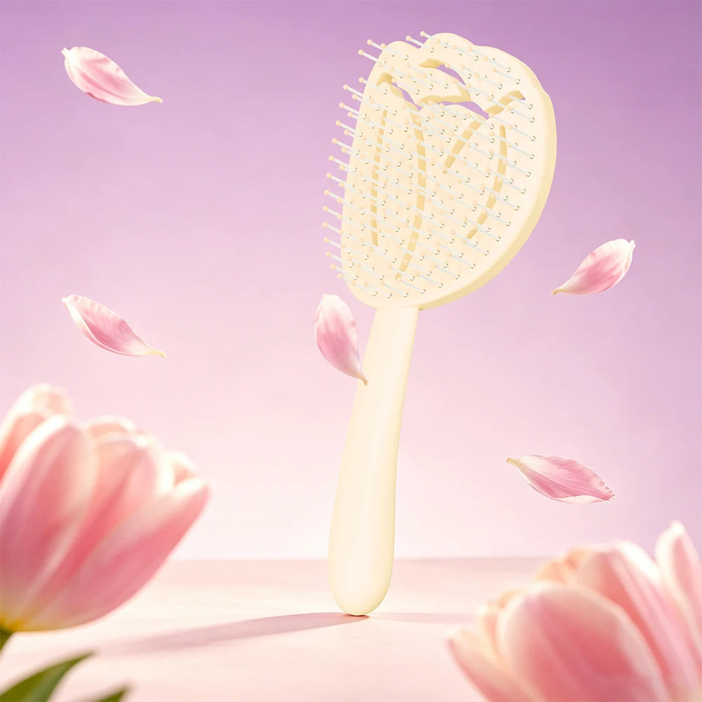 Tulip Hollow Scalp Massage Brush – Detangling Anti-Static Comb Scalp Massage Brush Oasis Select M23-y-yellow-04