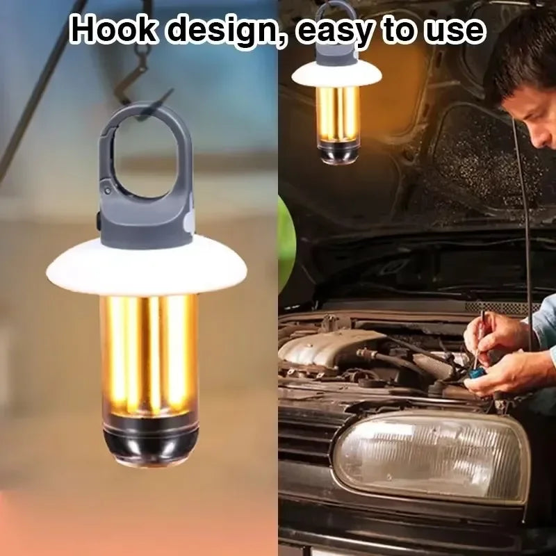 Powerful LED Flashlight USB Rechargeable 8 Tungsten Filament Camping Lantern Outdoor Portable Hook Tent Lamp Handheld Flashlight Oasis Select