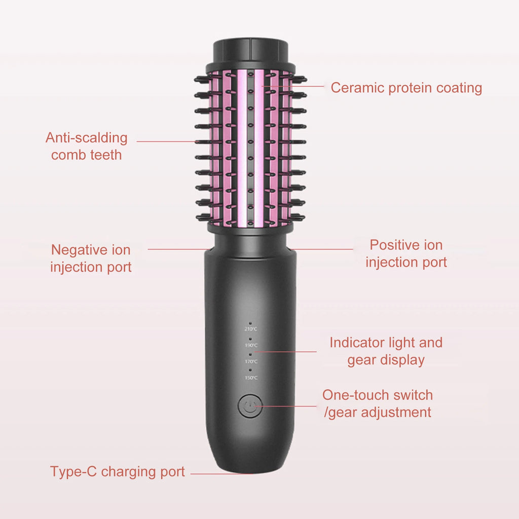 URGGU Cordless Hair Straightener & Curling Brush | USB Rechargeable