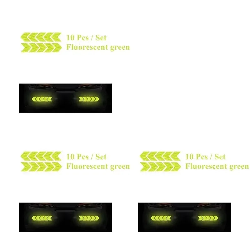 1/2/3set Car Bumper Reflective Safety Strip Stickers Car Arrow Reflective Sticker Reflective Warning Safety Tape Oasis Select Fluorescent green-3s