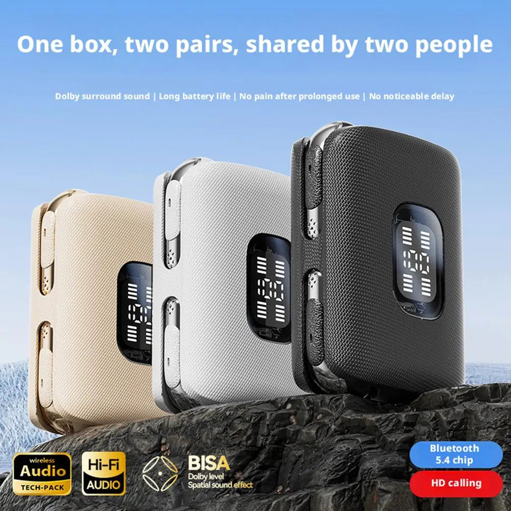 GRWIBEOU 2-Pair Bluetooth Earbuds | Dual Case, ANC & Display