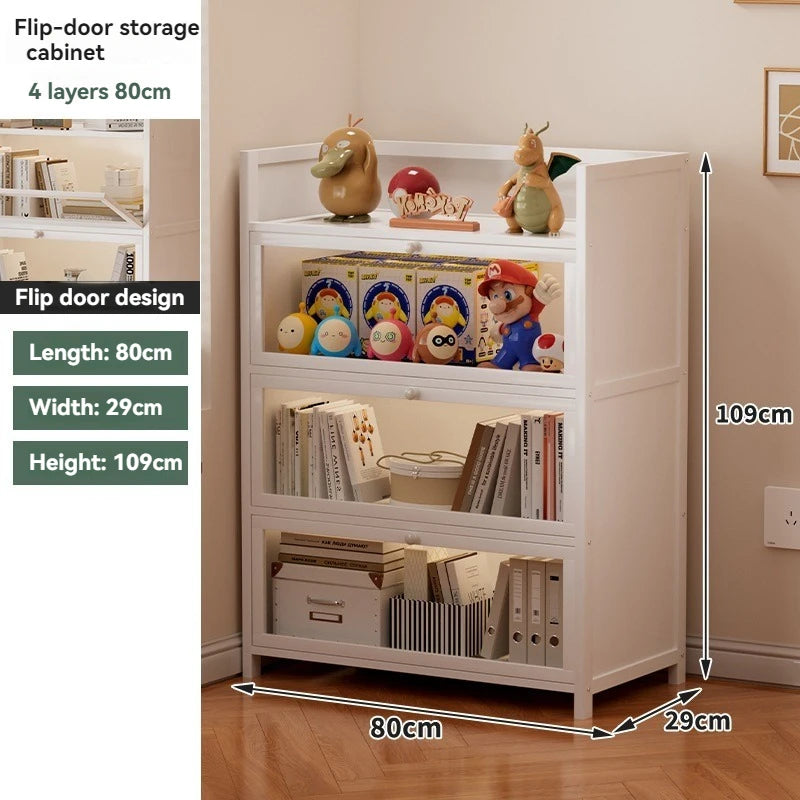 Bookcases, shelves, floor standing household storage cabinets, children's bookshelves, dust-proof acrylic cabinets, doors, stora Oasis Select white-4-80cm