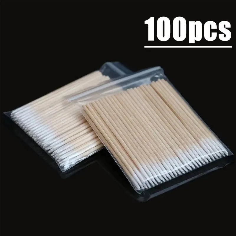100/300/600Pcs Nails Wood Swab Clean Sticks Bud Tip Wooden Cotton Head Manicure Detail Corrector Nail Polish Remover Art Tool Oasis Select 100pcs