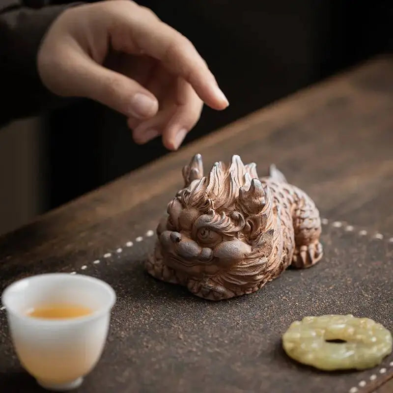 Old Rock Clay Kirin Ornament Tea Table Tea Pet Kung Fu Tea Play Accessories Tea Player Home Car Craft Oasis Select