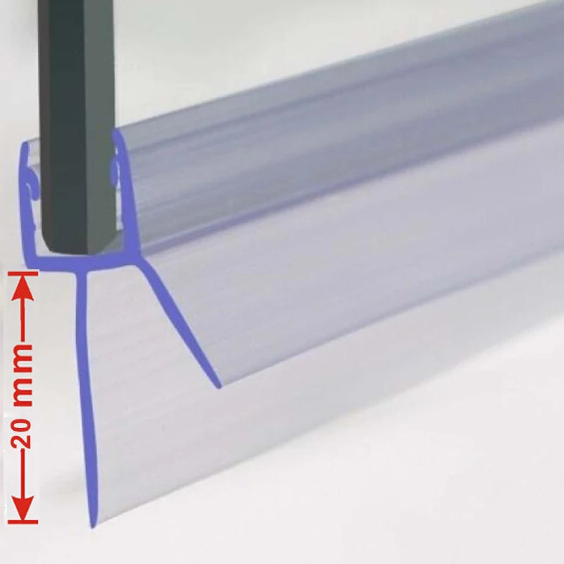 20mm Shower Screen Seal Strip PVC Frameless Glass Door Bottom Weather Stripping Seal Sweep Glue-free Bathroom Hardware For 4-6mm Oasis Select 1pcs 50cm For 4-6mm glass