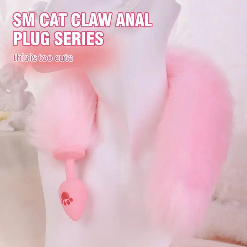 Fox Tail Anal Butt Plug Silicone Butt Plugs Cute Pink Sex Fox Tail Anal Sex Trainer for Beginner Couple Cosplay Anal Tail Toys Oasis Select