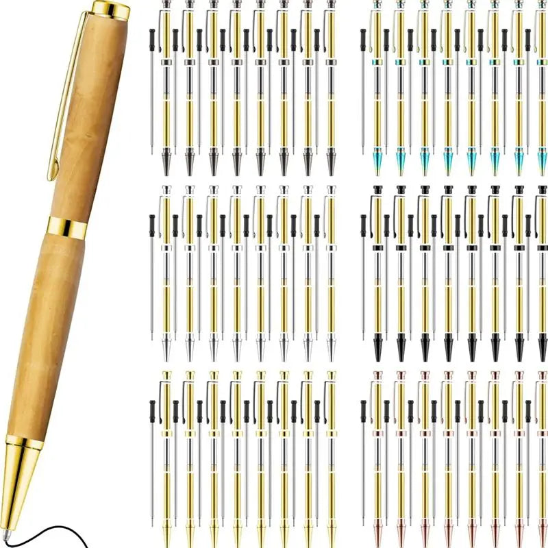 LIKE WISH 48Pcs Woodentwist Pen Kit 7Mm Slim Pen Kit Twist Pen Set With Replacement Lathe DIY Copper Pen Making Office Supplies Oasis Select Mi ed Color