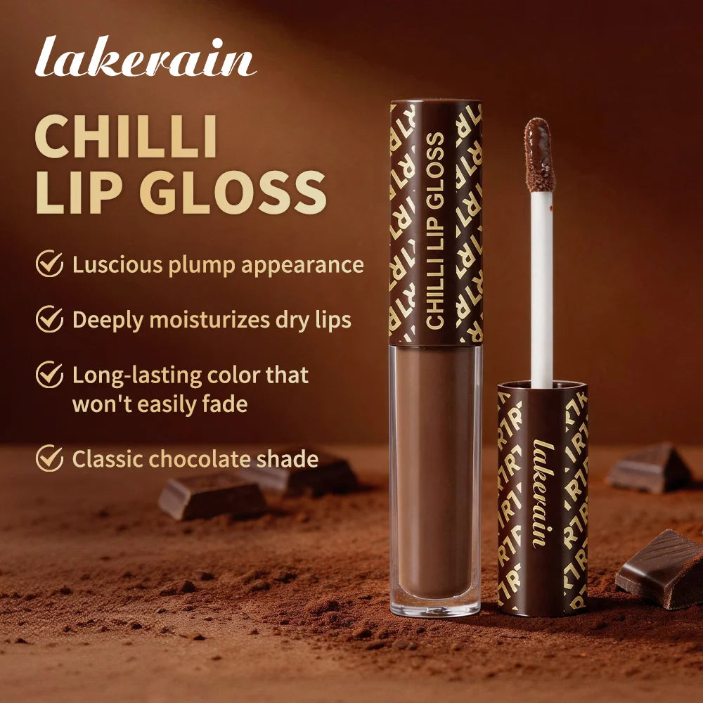 Chilli Lip Gloss Deep Hydration Natural Plumping Effect Glossy Finish Smooth Creamy Texture Chocolate Color Plumping Lip Gloss Oasis Select