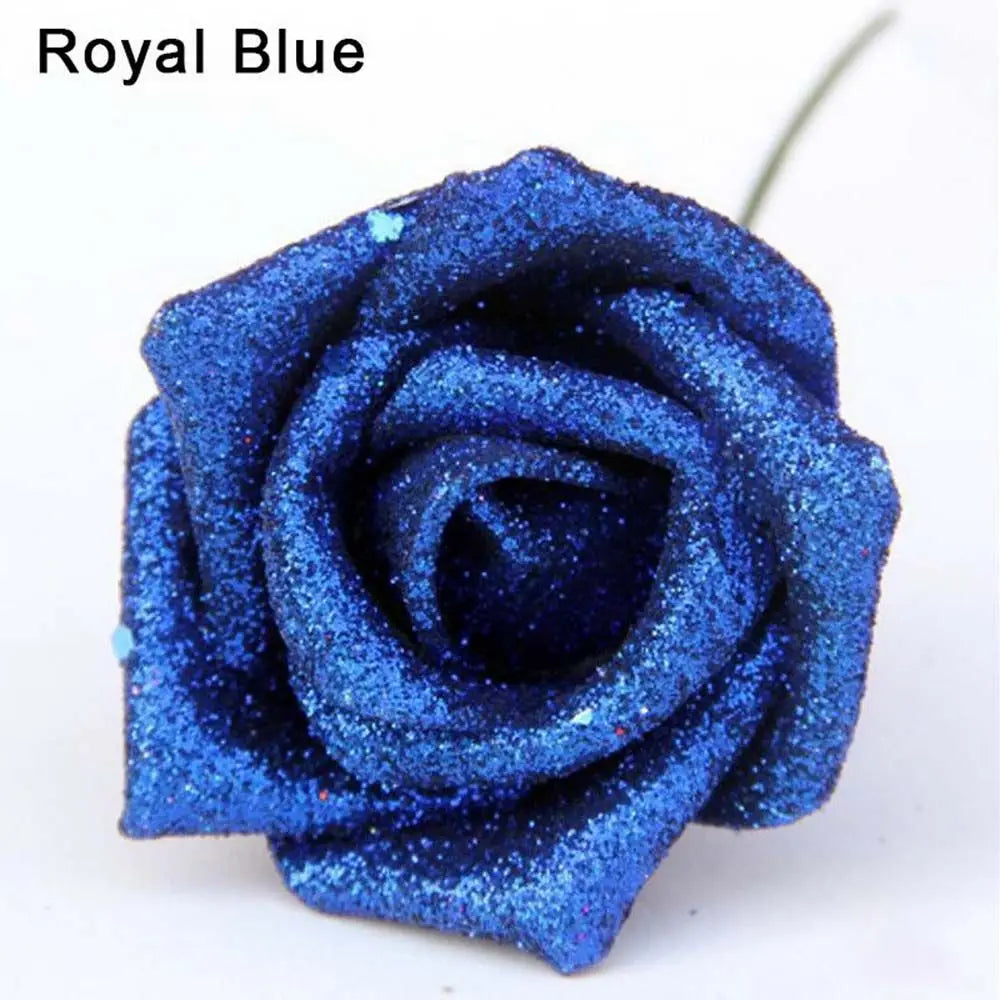 10pcs Glitter Foam Artificial Rose Heads | DIY Wedding Bouquet