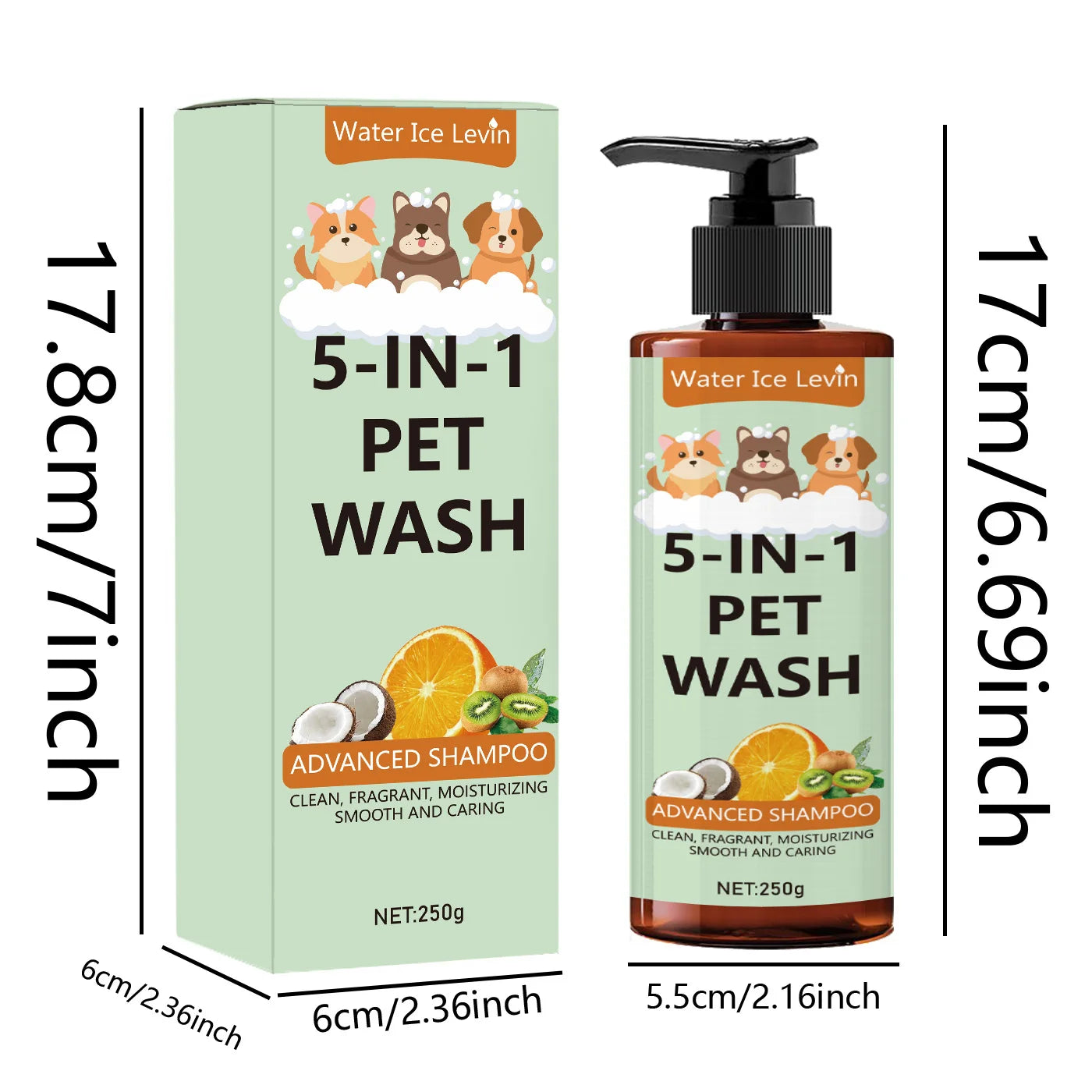 5-in-1 Natural Coconut Pet Shampoo, Conditioner, and Body Wash, Gentle Cleansing, Soothes Skin, Creates Shiny Fur, Safe and Healthy, Suitable for Cats and Dogs Oasis Select