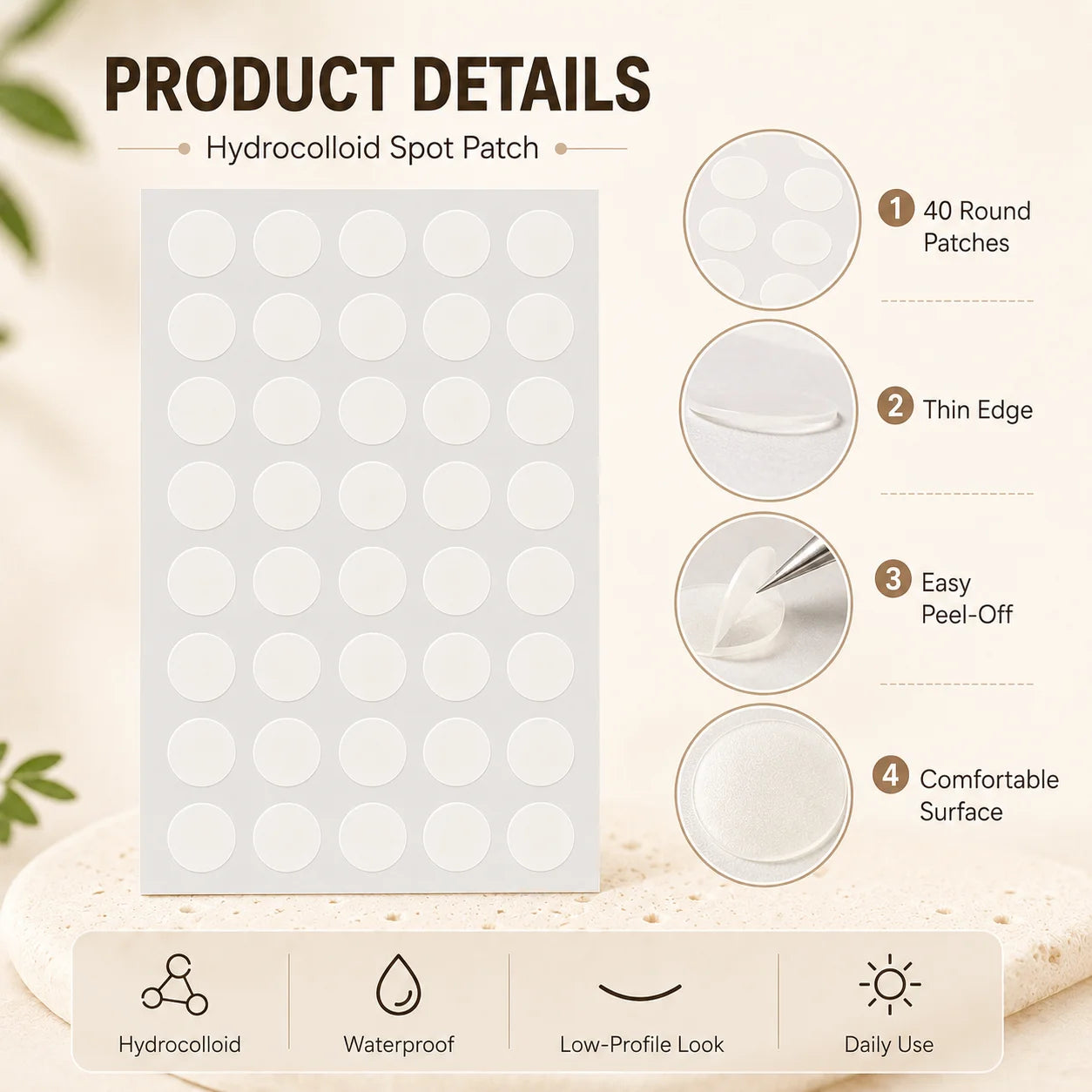 Water gel acne patch, invisible day and night, thin edge design, easy to tear and apply, daily facial care patch Oasis Select