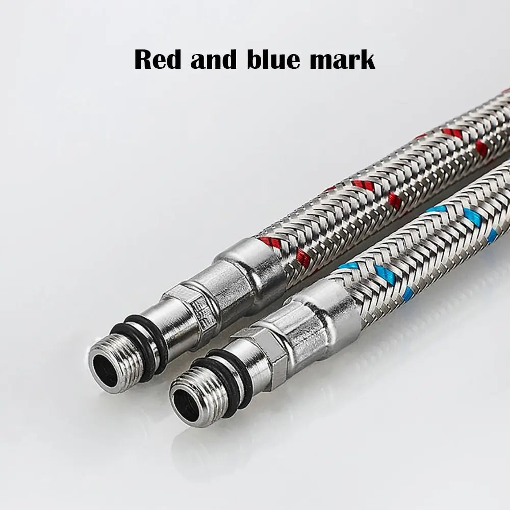 1Pair Single Head Cold and Hot Water Inlet Pipe Basin Sink Water Tube Replacement Stainless Steel Woven Kitchen Plumbing Hoses Oasis Select