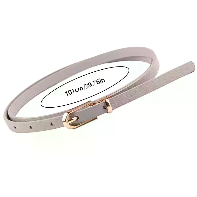 1PC Fashion Black White Gray Women Belts Thin Skinny Waistband Pin Buckle Adjustable Belt Summer Dress Jeans Strap Pu Belts Oasis Select