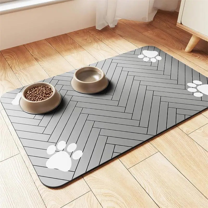 Pet Feeding Mat-Absorbent Pet Placemat For Food And Water Bowl With Waterproof Rubber Backing Quick Dry Water Mat For Dog Cat Oasis Select Gray