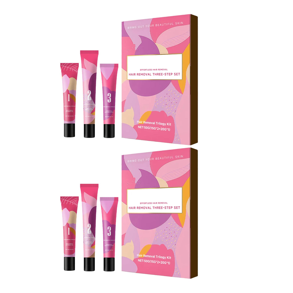 Facial Hair Removal Cream for Three Step Kit Lip Chin Upper Lip Women Home Use Gentle With Softening Gel Soothing Lotion Oasis Select 2Set