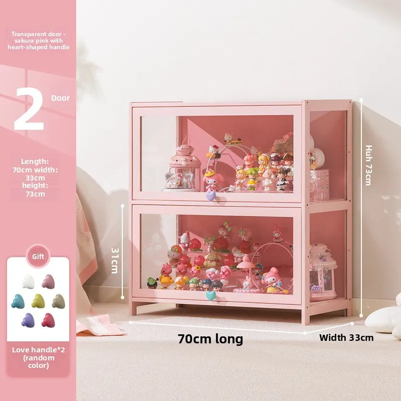 Display cabinet Household blind box ornament Pain cabinet decoration Dust-proof glass display stand Living room model cabinet Oasis Select Two doors 70 long
