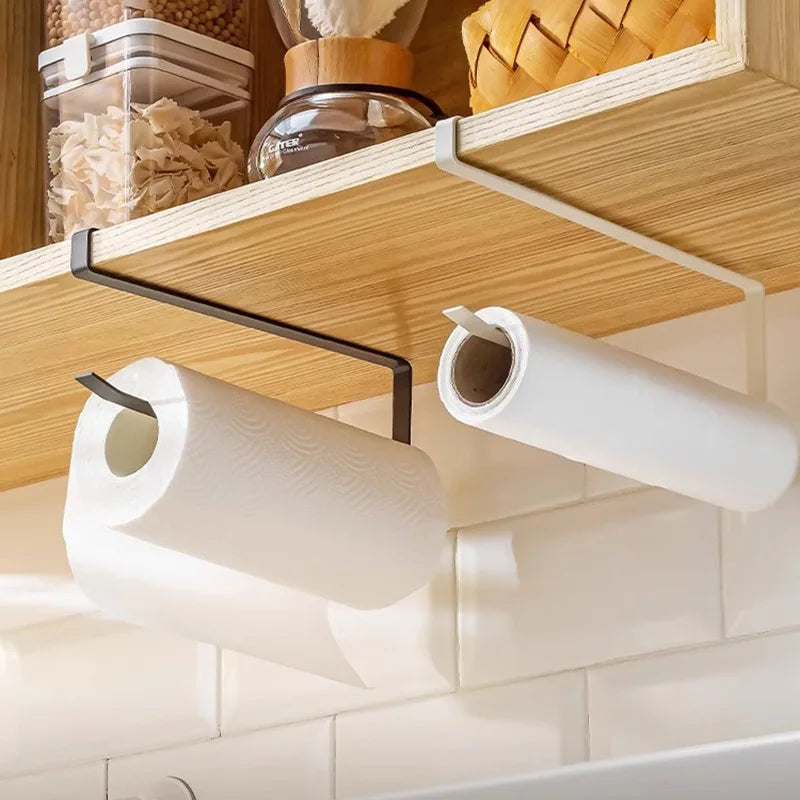 1pc hanging toilet paper holder black/white household storage rack roll paper holder towel rack kitchen bracket Oasis Select