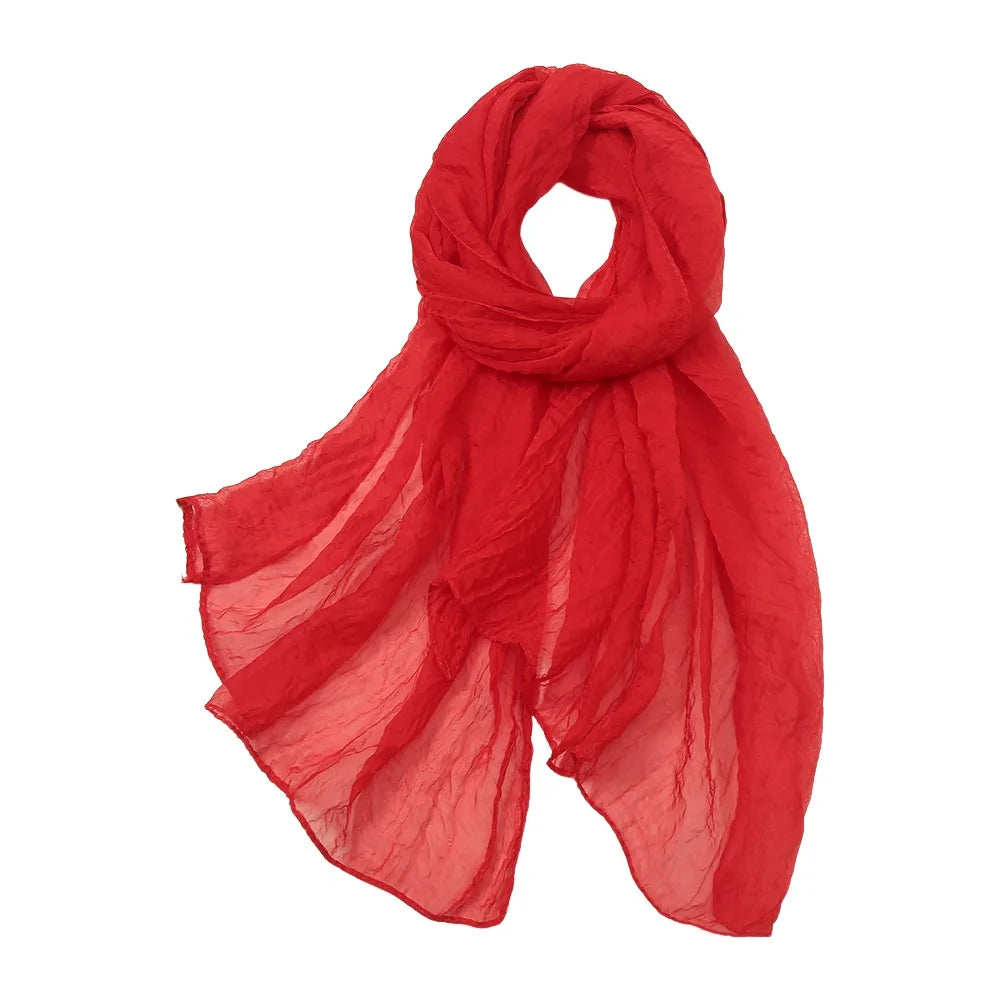 Elegant Solid Color Chiffon Scarf Thin Protection Sunscreen Shawl Soft Long Female Wrap Shawls Summer Oasis Select Red