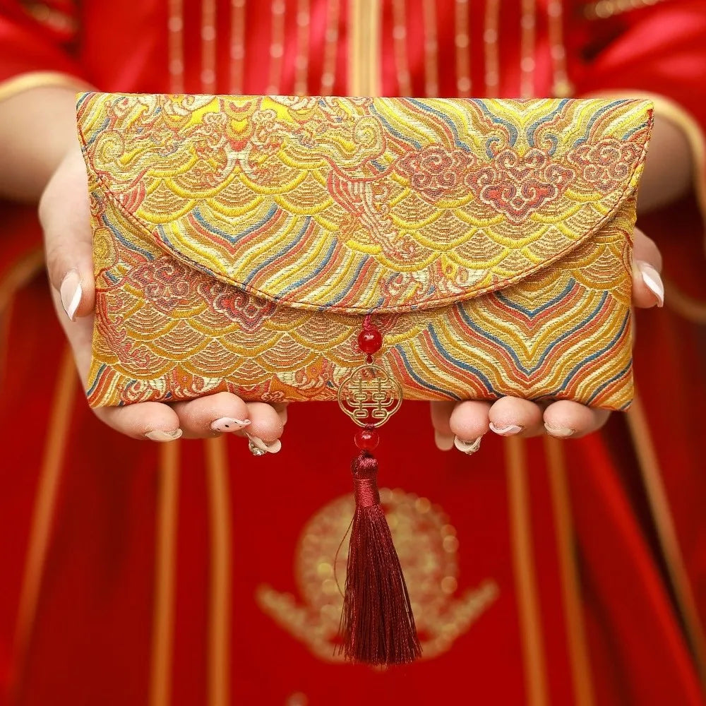 Traditional Spring Festival Red Envelope Embroidered Polyester Lucky Money Packet Tassel Thickened Wedding Hongbao Oasis Select Style 4 5x5x5cm
