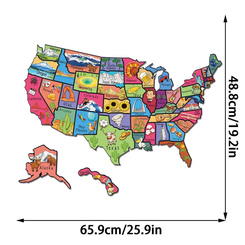US States Culture Magnetic Puzzle Fridge Magnets American Travel Souvenir Map Jigsaw Refrigerator Stickers Oasis Select CT667