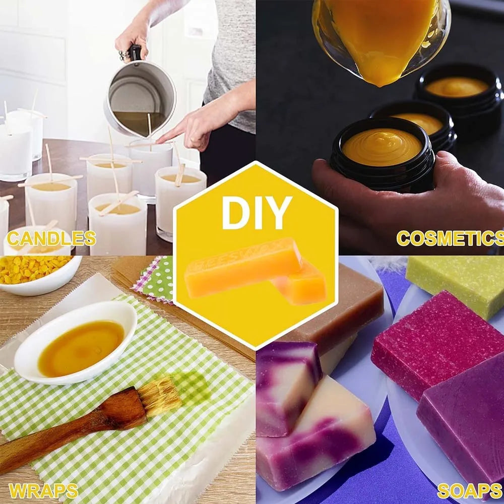 Yellow Beeswax Bars, Natural Beeswax Block Bees Wax Pure Bar Wax for Candle Making Furniture Polish DIY Crafts Oasis Select