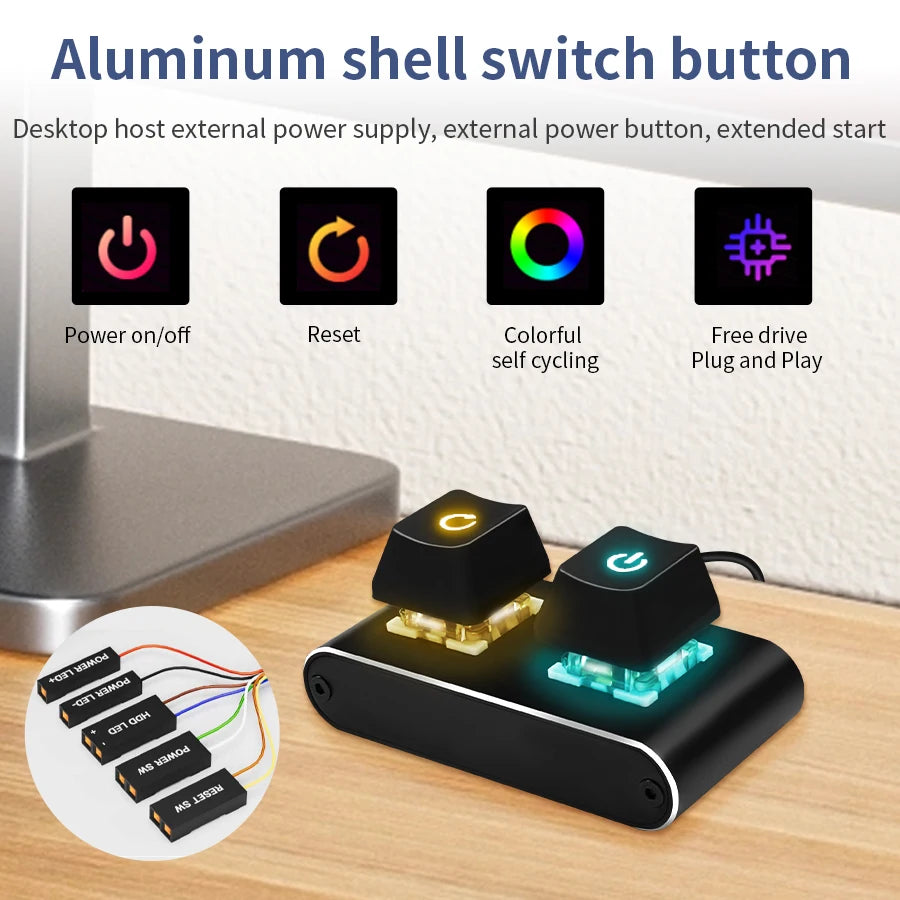 PC External Power Switch Button with LED & 2M Cable | GGBEE PC Power Switch Oasis Select