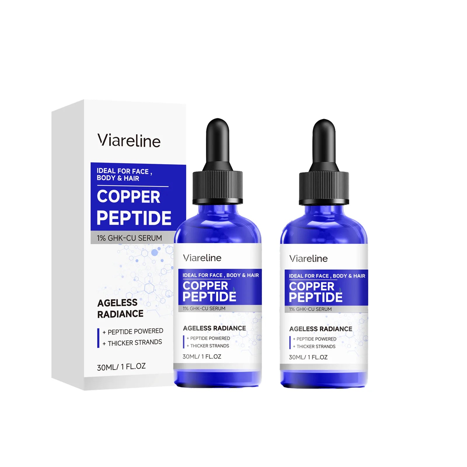 Copper Peptide Essence Hydrating Brightening Essence for Face Body Multi Moisturizing Brightening Soothing Face Skincare Essence Oasis Select 2pcs