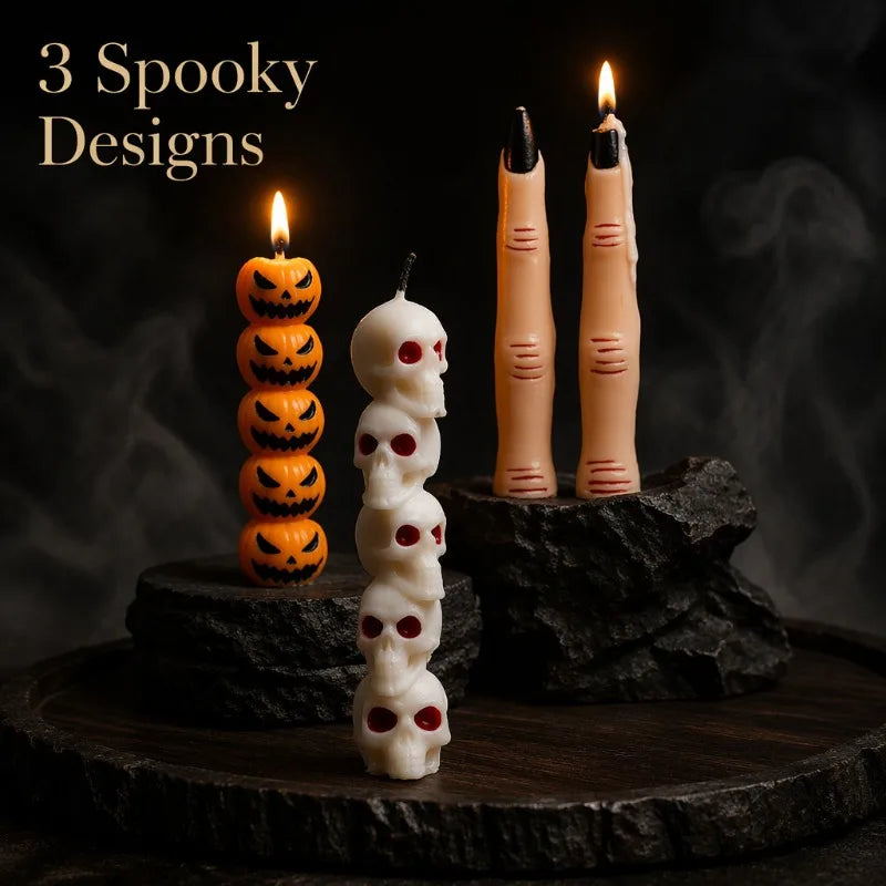 3PCS Halloween Aromatherapy Candles Spooky Skull Bone Fingers Pumpkin Candle 3D Scented Candles Festival Home Decoration Gifts Oasis Select