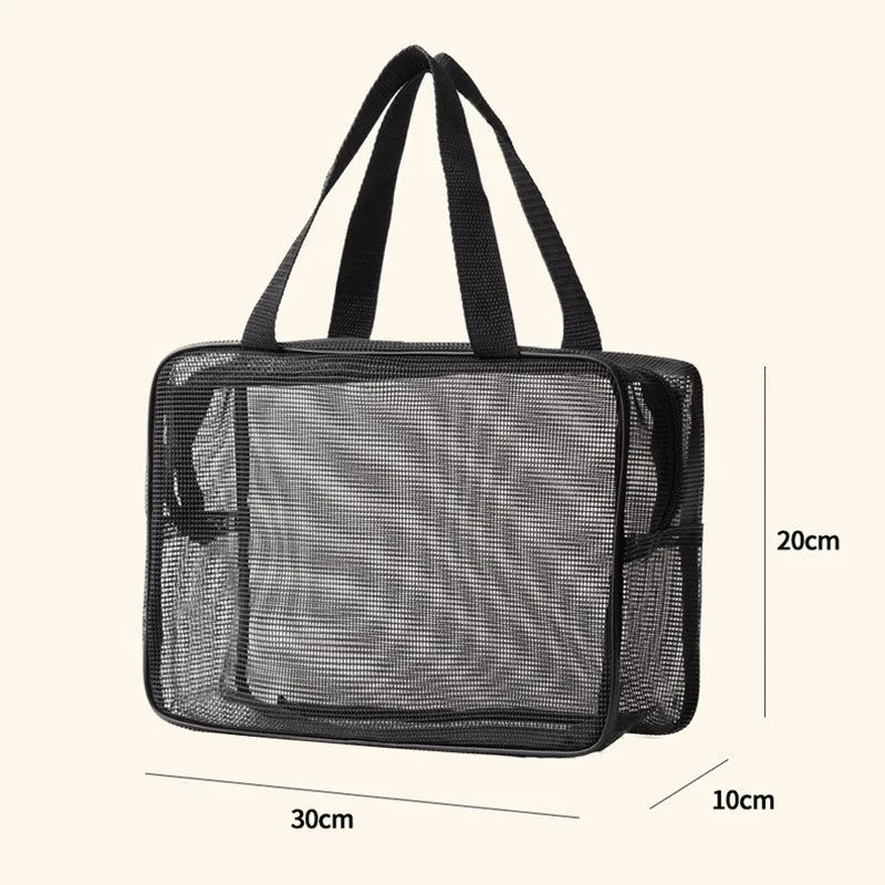 Mesh Shower Caddy Tote Bag Cosmetic Storage Bag Multifunctional Shower Bag Large Capacity Portable Toiletry Organizer Oasis Select Black-M