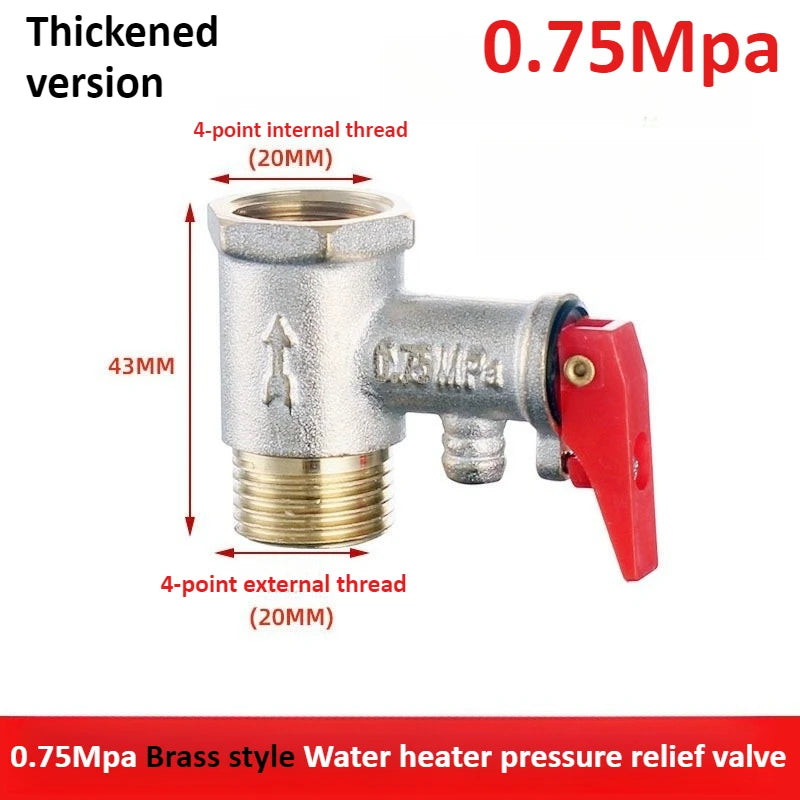 Brass Durable Adjustable Pressure Relief Valve Safety Valve Is Used To Protect Closed Water Systems From Overpressure Effects Oasis Select Copper thick 0.75Mpa