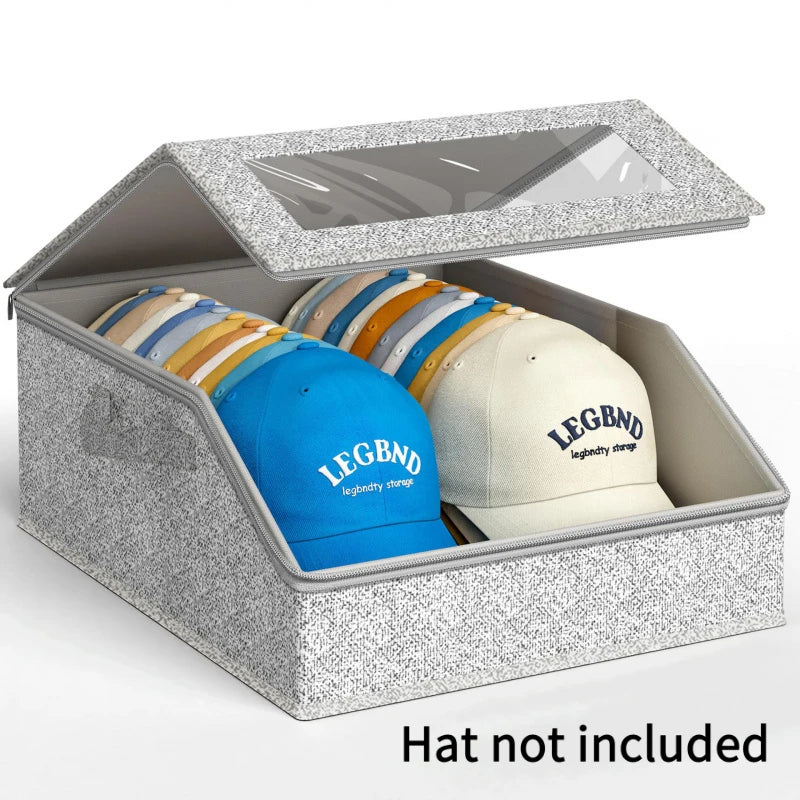 1PC Large Capacity Baseball Cap Storage Box, Space Saving Design, Easy To Access and Neatly Arranged Oasis Select Grey