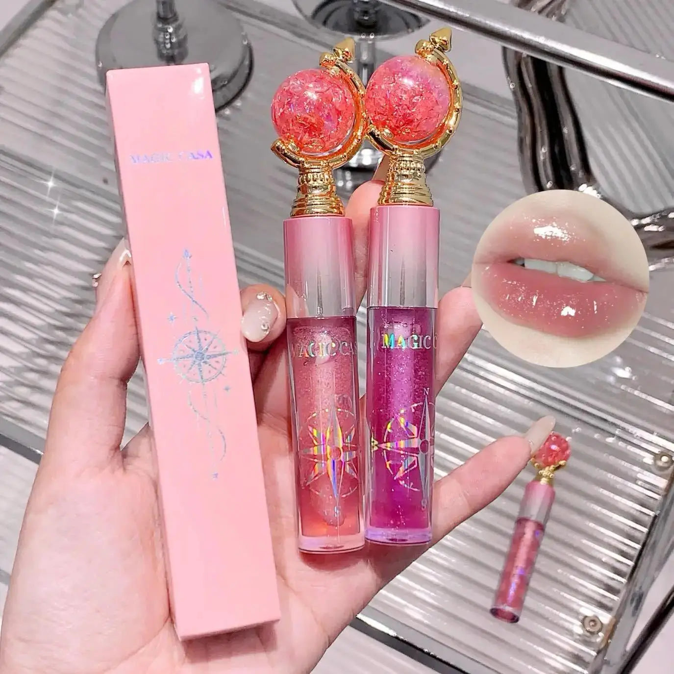 MAGIC CASA Mirror Shine Glitter Lip Gloss – Hydrating & Long Wear