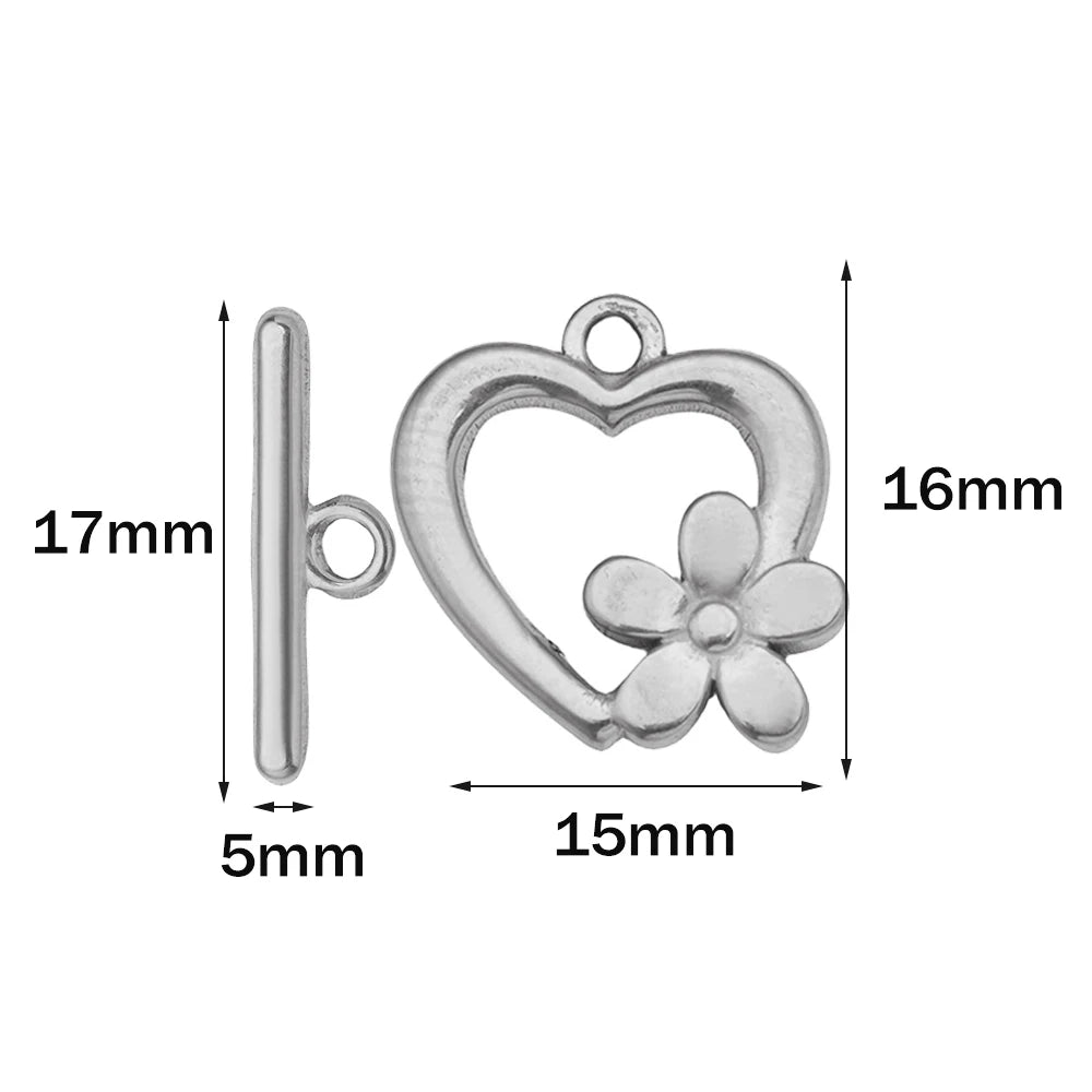 5 Sets Stainless Steel Toggle Clasp T-bar Closure Ring Fastener Hook