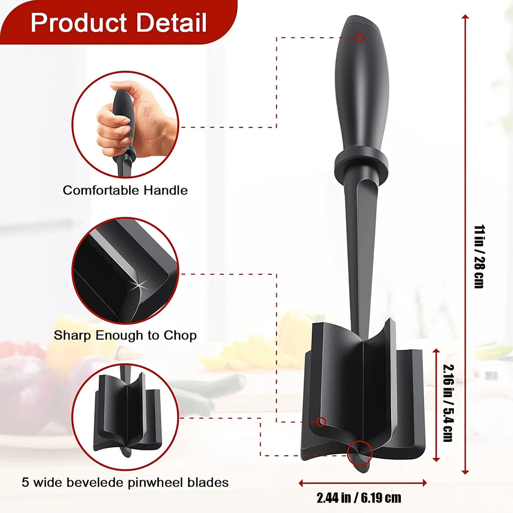 1pc Meat Chopper, Hamburger Chopper, Premium Heat Resistant Masher And Smasher For Hamburger Meat, Ground Beef, Ground Turkey Oasis Select